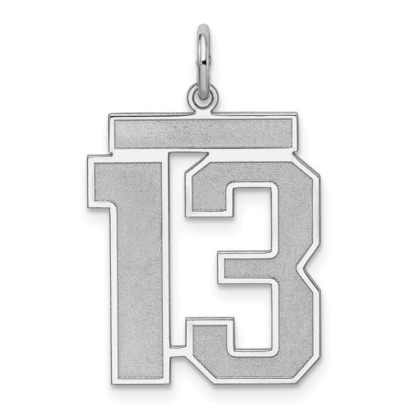 Sterling Silver, Jersey Collection, Large Number 13 Pendant - Picture 1 of 5